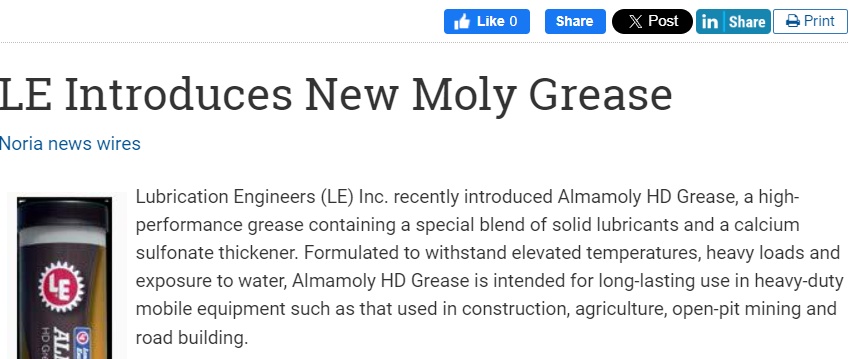 Excellent lubrication performance of molybdenum disulfide: Almamoly HD grease provides long-lasting protection for heavy-duty equipment